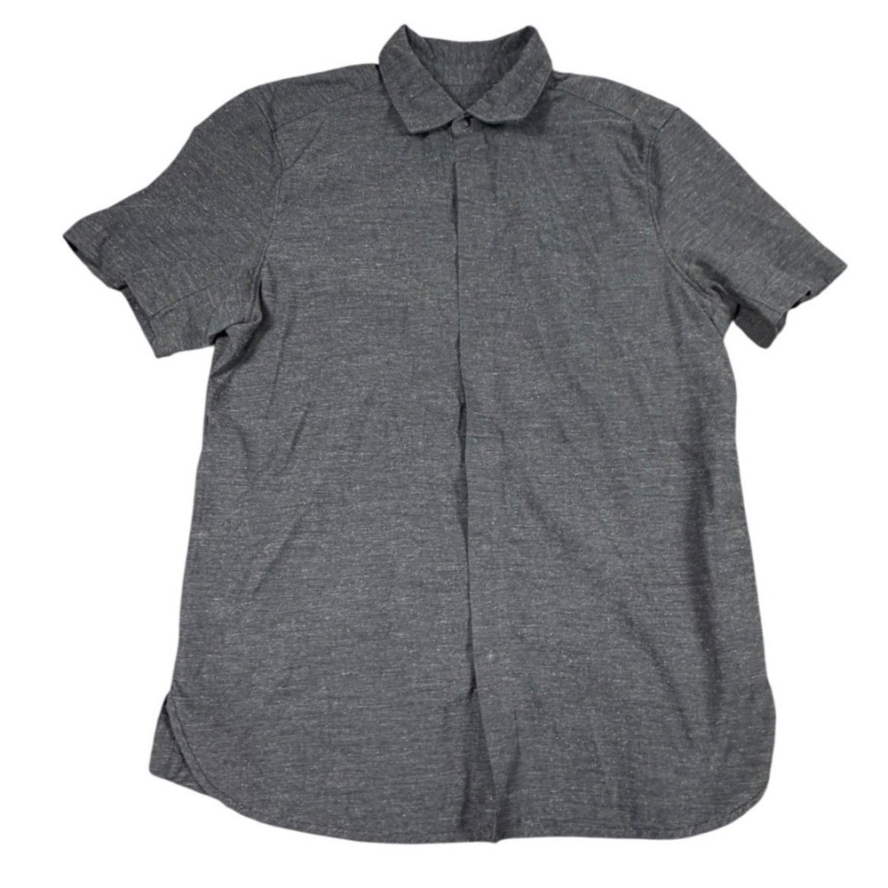 Lululemon City Slate Snap Button Short Sleeve Shirt Men's M Charcoal Grey